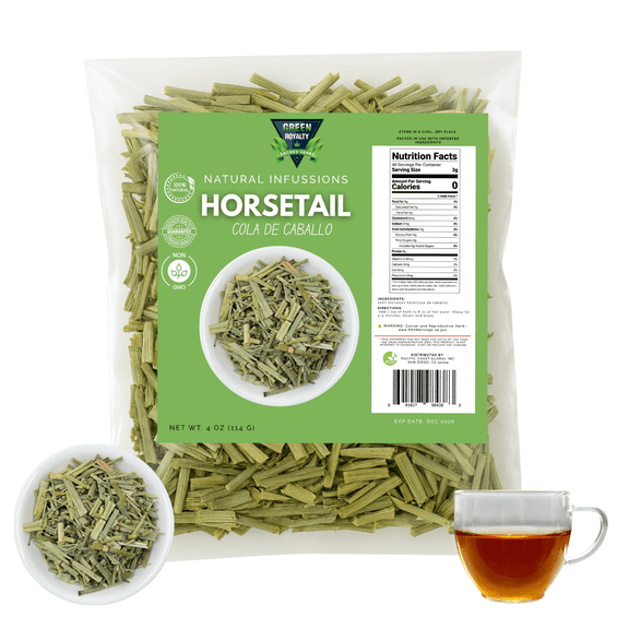 Green Royalty Cola de Caballo (Horsetail Herb) 4 oz – Natural Dried Loose Leaf Tea Ingredient - Makes 30+ Cups - 100% Organic