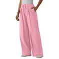 thumbnail image 2 of Women's High Waisted Wide Leg Pants Casual Pleated Palazzo Trousers Loose Fit Straight Leg Lounge Pants with Drawstring and Pockets, 2 of 6