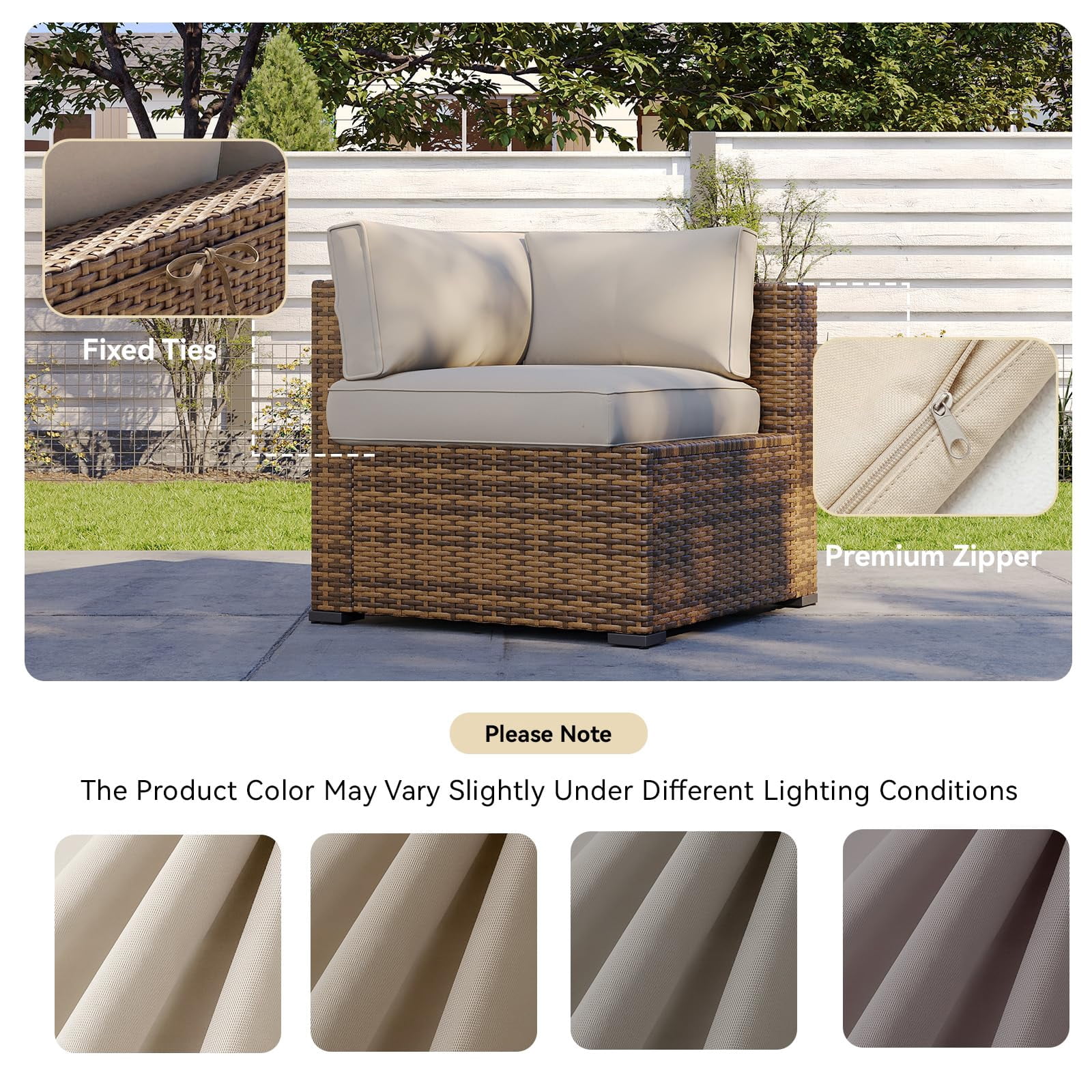 Clouddwell 11-Piece Outdoor Cushion Slipcovers Replacement for 5-Seat Wicker Sectional-Waterproof, Non-Slip Bottom (Beige)
