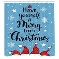 thumbnail image 3 of Ambesonne Christmas Shower Curtain, Merry Little Xmas on Blue, 69"Wx70"L, Sea Blue Vermilion, 3 of 3
