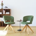 thumbnail image 3 of GrandNoor Mid Century Modern Swivel Accent Chair with Solid Wood Legs, Home Office Desk Chair No Wheels, Makeup Chair for Vanity, Upholstered Chair for Bedroom, Green, 3 of 9