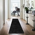 thumbnail image 1 of Elegant and Plush Hand-Woven Solid Shag Indoor High Traffic Hallway Runner Rug by Blue Nile Mills - 2' 3" x 13', Black, 1 of 4
