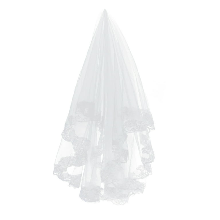 Misgirlot 1Pcs Wedding Veils for Brides White Lace Long 59Inches Elegant  and Pure White Veils for Brides Single Layer lace Wedding Bridal Veil -  Yahoo Shopping