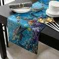 thumbnail image 3 of Coastal Blue Turtle Cotton Linen Table Runner 13 x 90 inch Tropical Ocean Animal Coral Fish Non-slip Rectangular Dining Table Decor for Wedding Party Holiday Dinner, 3 of 8