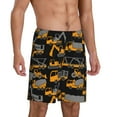 thumbnail image 2 of Kdxio Yellow Excavator Print Mens Sleep Shorts Bottoms Soft Comfy Pajama Wear Pants with Drawstring Pockets, 2 of 7