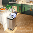 thumbnail image 4 of Home Zone Living 13 Gallon Kitchen Trash Can with Dual Compartments, Stainless Steel, Silver, 4 of 11