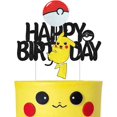 thumbnail image 3 of Adornos para tarta de feliz cumpleaños de Pokémon, adorno para magdalenas de Pikachu con purpurina para niños, decoración de bandera para tarta de fiesta de cumpleaños, Baby Shower, 3 of 5