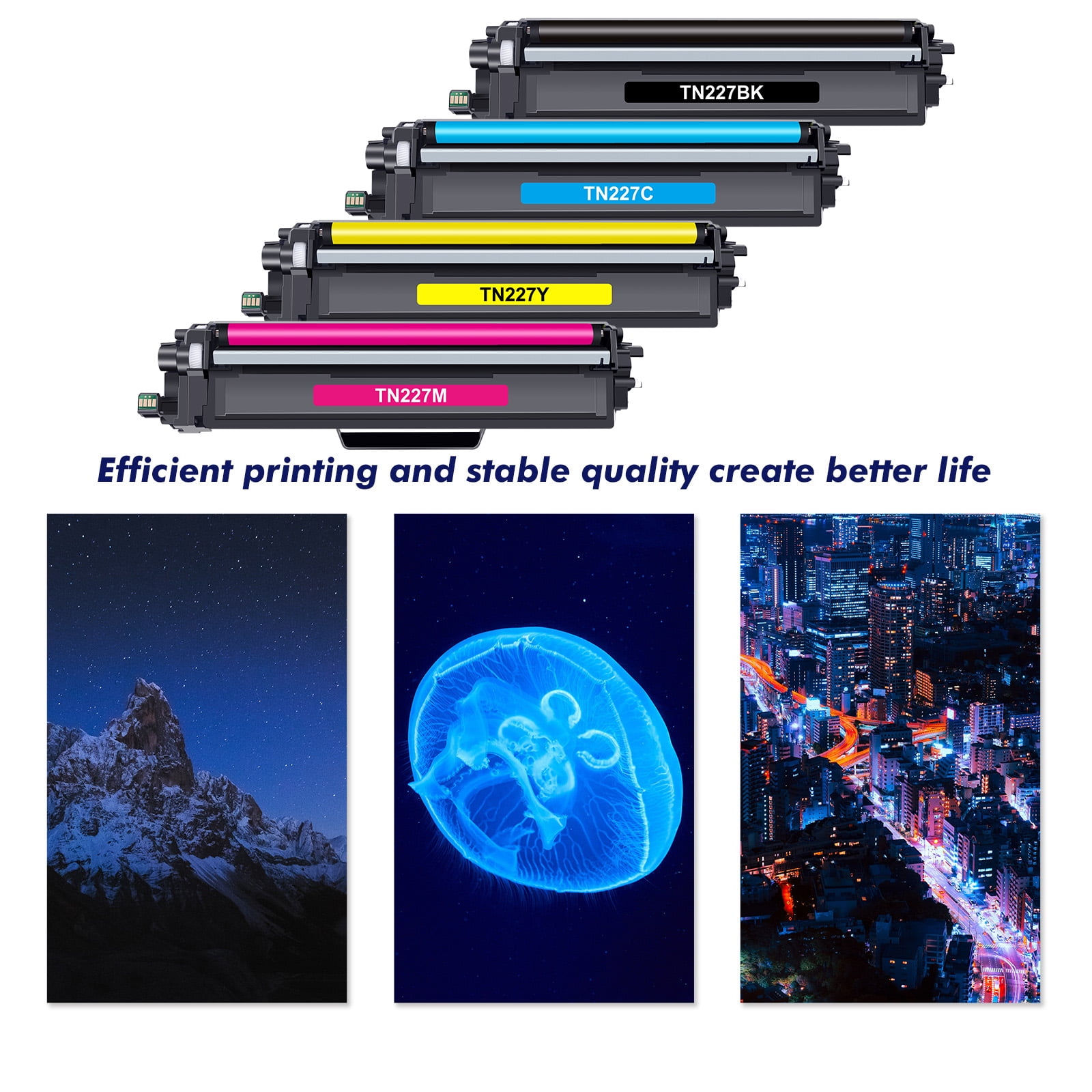 TN-227 TN227 High Yield Toner Cartridge 4 Pack Compatible for Brother TN227 TN223 TN-227BK/C/M/Y MFC-L3770CDW HL-L3290CDW HL-L3270CDW MFC-L3750CDW MFC-L3710CW L3210CW Printer Ink