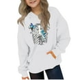 thumbnail image 3 of lcziwo Halloween Hoodies for Kids Novety Print Hooded Sweatshirt Boys Girls Casual Pullover Hoodie with Kangaroo Pocket White 140, 3 of 5