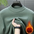 thumbnail image 5 of TFEOQRY Men's Crew Neck Sweater Solid Color Knit Long Sleeve Thicken Casual Pullover Fall Winter Warm Top Green, 5 of 6