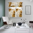 thumbnail image 5 of Sunflowers Kitchen Curtains Valances and Tiers Set of 3 Spring Daisy Floral Butterfly Dragonfly Linen Texture Tier Curtains and Valance with Rod Pocket for Small Windows, 27.5"x24", 5 of 9