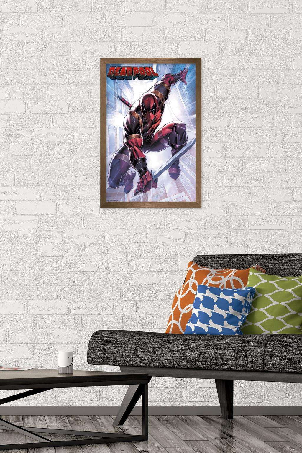 Marvel Comics - Deadpool - Attack Wall Poster, 14.725" x 22.375", Framed