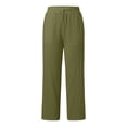 thumbnail image 2 of Women Drawstring Waist Wide Leg Pants High Waisted Wide Leg Pants Fashion Drawstring Elastic Women (Army Green #4, L), 2 of 5