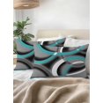 thumbnail image 3 of Waterproof Outdoor Throw Pillows with Inserts 12"x20" Set of 2,Turquoise Geometric Soft Decorative Pillowcases for Couch Bedroom,Grey Classic Abstract Lines Striped Pillow Covers for Sofa Living Room, 3 of 8