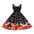 thumbnail image 1 of Robe Imprimée Saint-Valentin pour Femmes Col en U Sans Manches Fermeture Éclair Grand Ourlet une-Pièce S/ M/ L/ TG/ TTG, 1 of 8