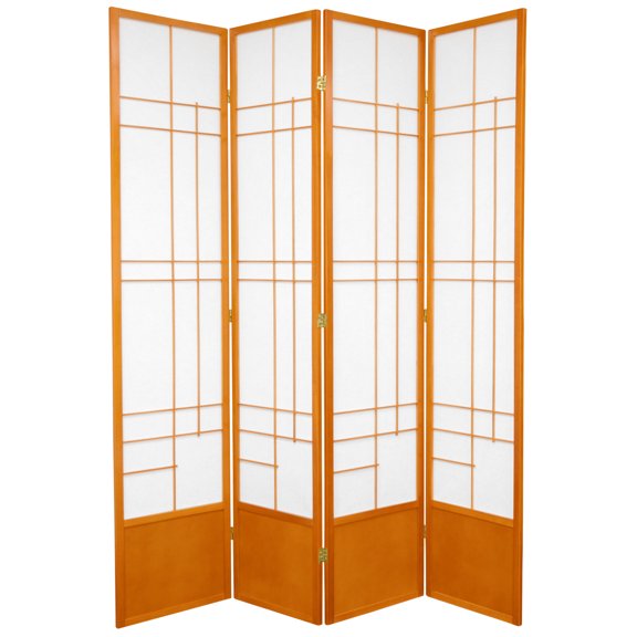 Red Lantern 7 ft. Tall Eudes Shoji Screen - Honey - 4 Panels