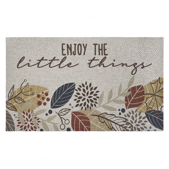 Enjoy Little Things with Leaves Outdoor Door Mat, design by Kim Allen, 18"x30"