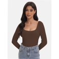 thumbnail image 5 of Women's Scoop Neck Long Sleeve Slim Fitted Casual Basic Crop Top, 5 of 6