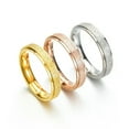thumbnail image 4 of 4MM Rose Gold/Silver Frosted Band Men Women Stainless Steel Wedding Ring Sz 5-10, 4 of 9