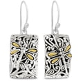 thumbnail image 1 of DEVATA Sterling Silver 925 18K Gold Accents Sweet Dragonfly Classic Rectangle Drop Earrings Women SFN8588TT, 1 of 3