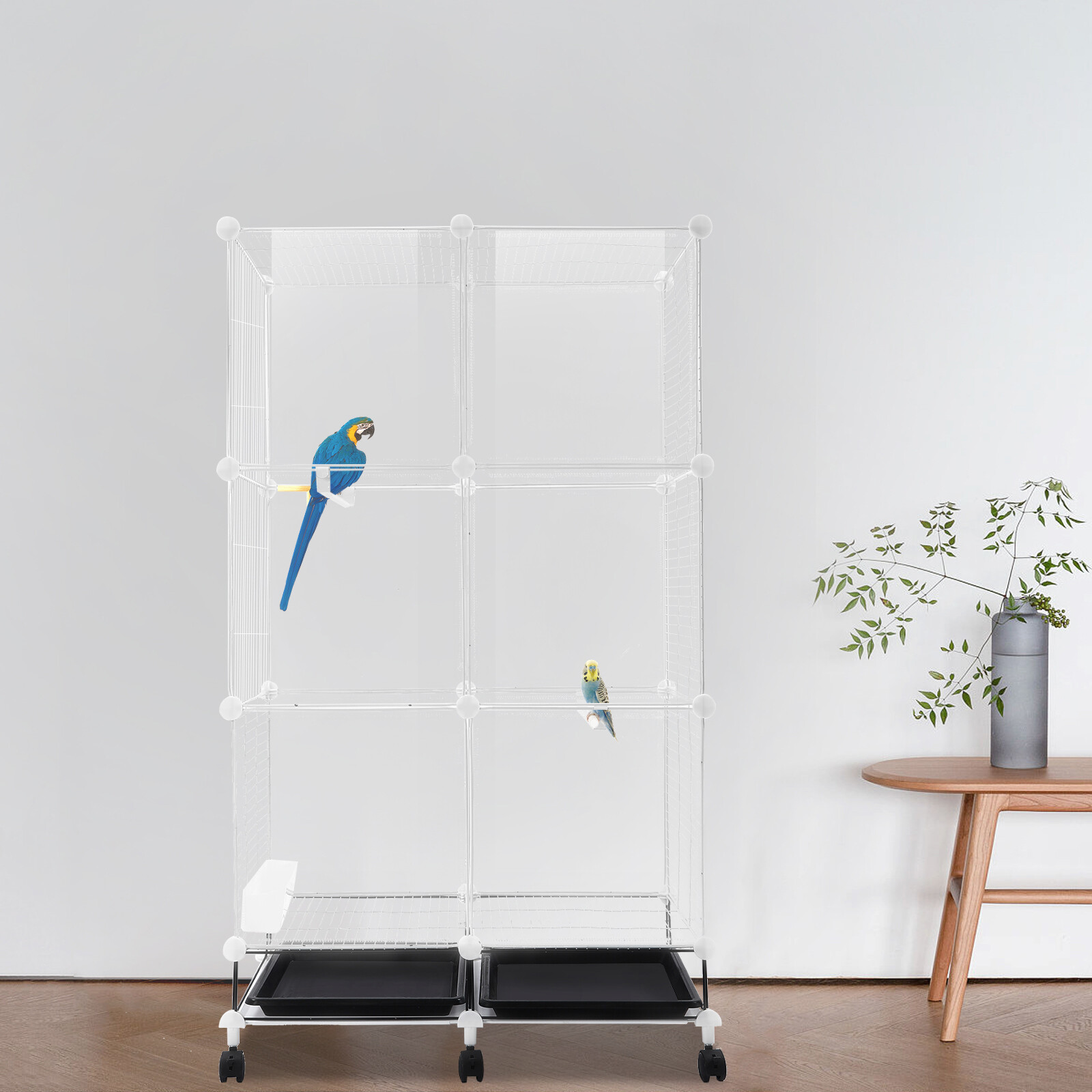 3-Tier Iron Resin Bird Cage with 6 Braked Universal Wheels for 1-10 Small Medium Birds Parrot