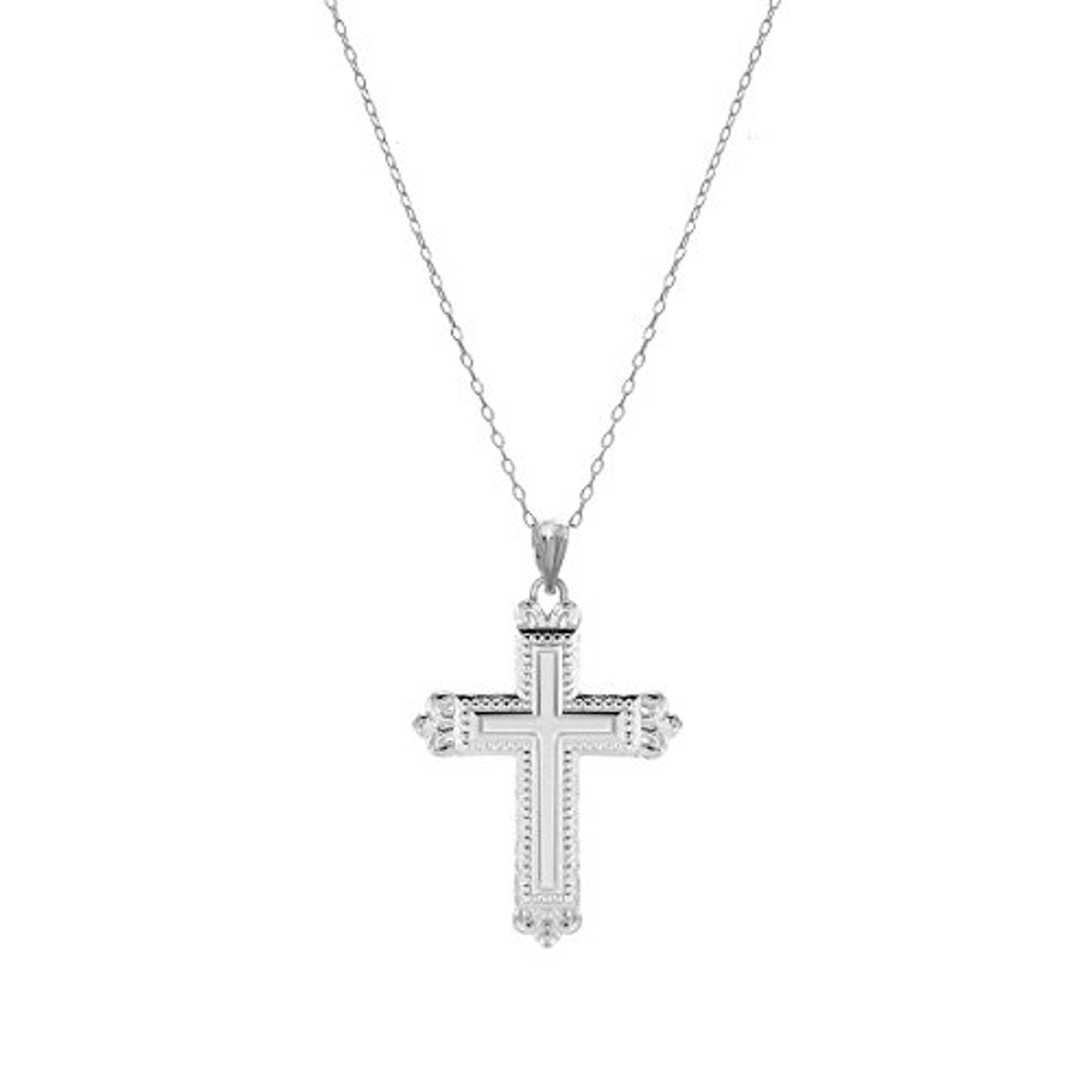 Grand Pendentif Croix En Argent Sterling 925 Avec Chaîne 18 Pouces - Neuf Sans Écrin