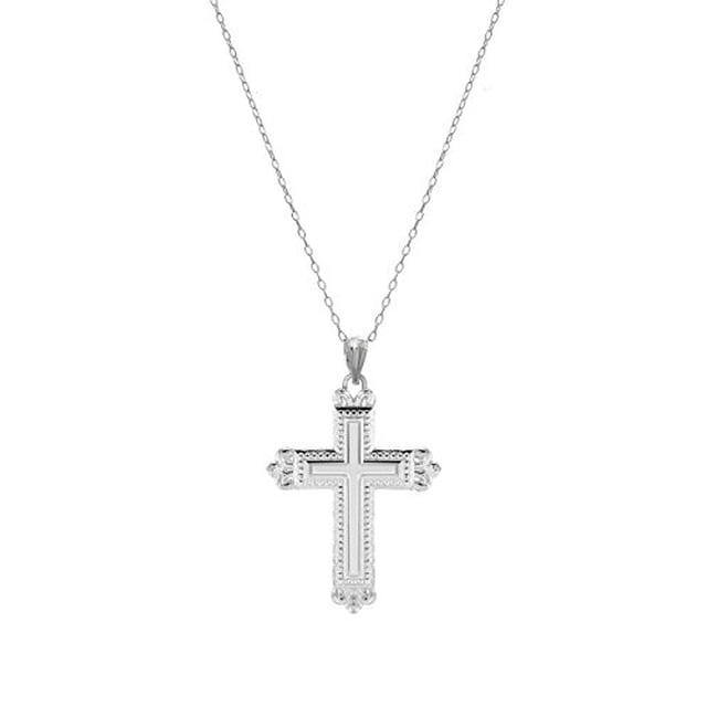 Collier Pendentif Croix d'Amour Fleur en Argent Sterling, 18 Pouces