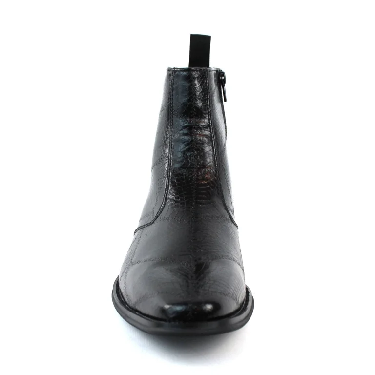 Mens Black Leather Side Zip Ankle Boots Almond Toe Dress Boots Amazon.com | Men main image 3