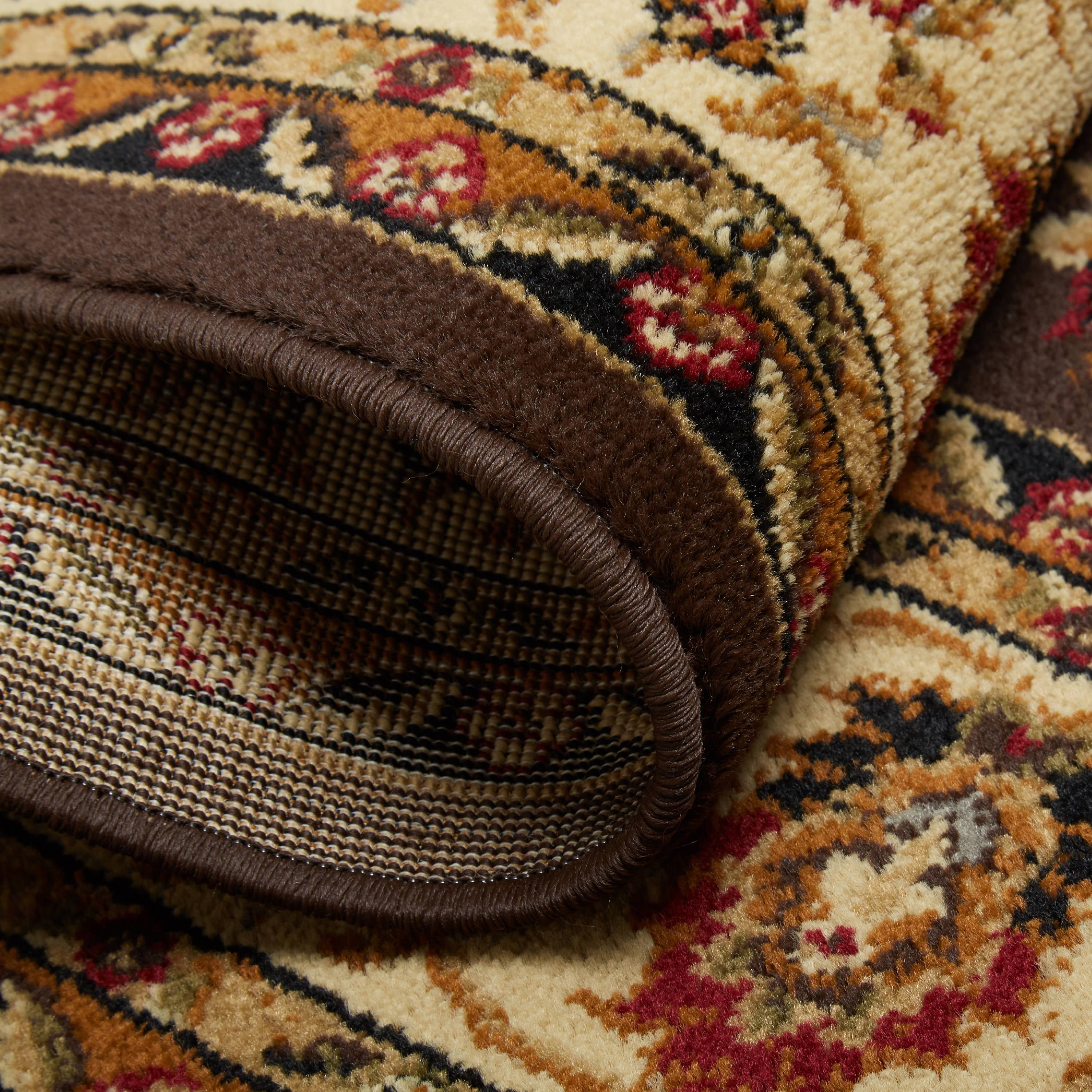 Home Dynamix Royalty Elati Traditional Ornate Damask Indoor Area Rug, Brown/Ivory, 5'2"x7'2"