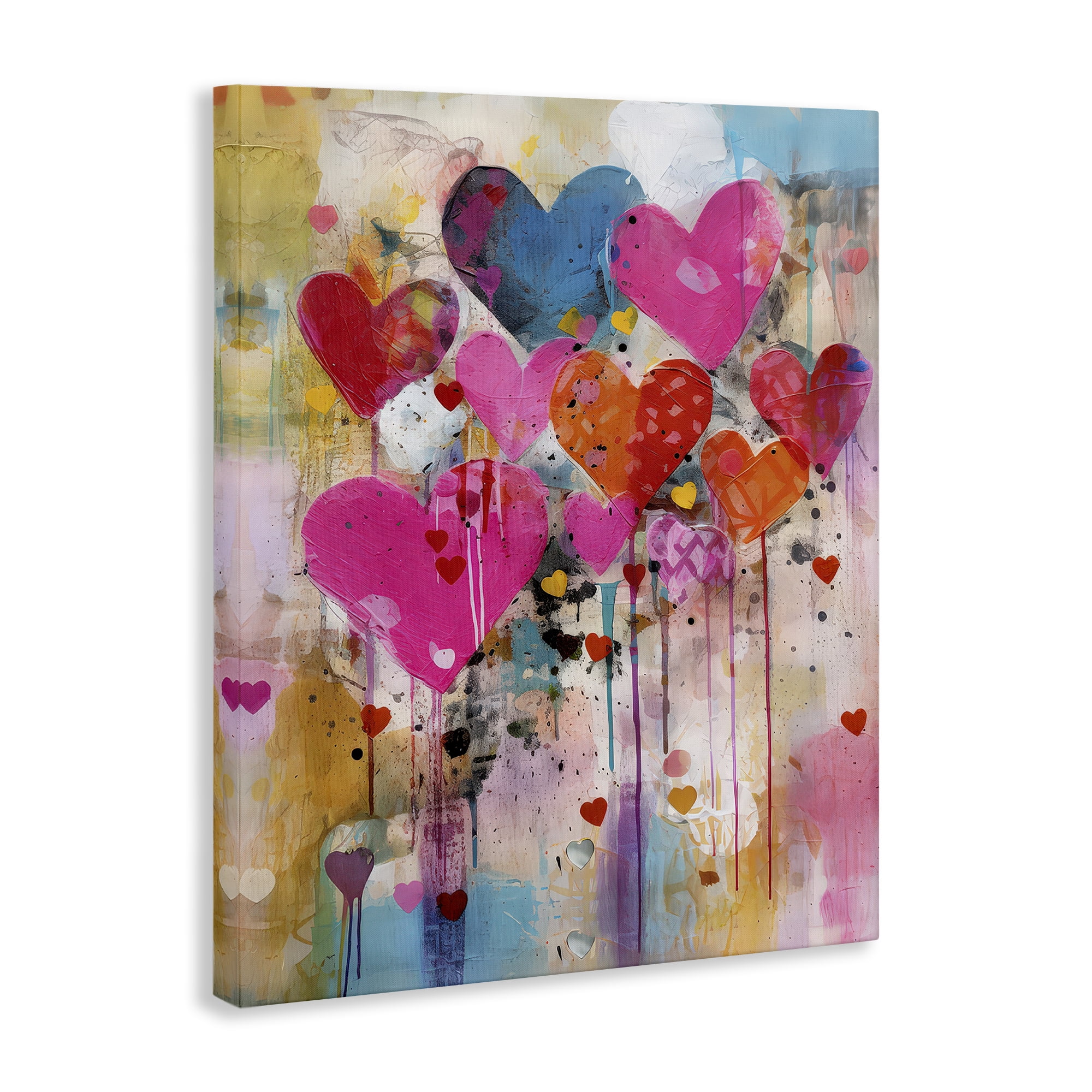 Stupell Industries Whimsical Love Hearts Pattern Abstract Painting Wrapped Canvas Art Print Wall Art, 24 x 30