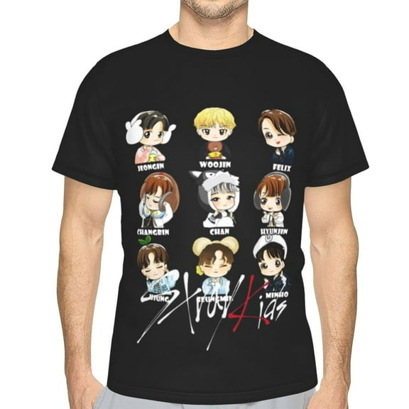 Stray Kids Unisex 3d Pattern Printed Short Sleeve T-Shirts Casual Graphics Tees Small