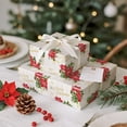thumbnail image 4 of CozyNestFinds Poinsettia Christmas Wrapping Paper Roll, Red Poinsettia, Gold Merry Christmas Festive Design, for Holidays, Family Gatherings, Mini Roll 17 in x 16.4 Ft, 4 of 16