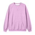 thumbnail image 6 of Womens Crewneck Sweatshirt Oversized Long Sleeve Casual Fall Outfits Long Sleeve Trendy Pullover Tops with Pockets (Purple M), 6 of 6