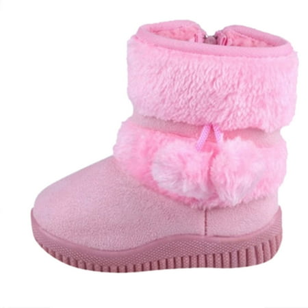 

AnuirheiH Toddler Snow Boots For Girls Kids Outdoor Shoes Non Slip Booties With Side Zipper Clearance Under $10