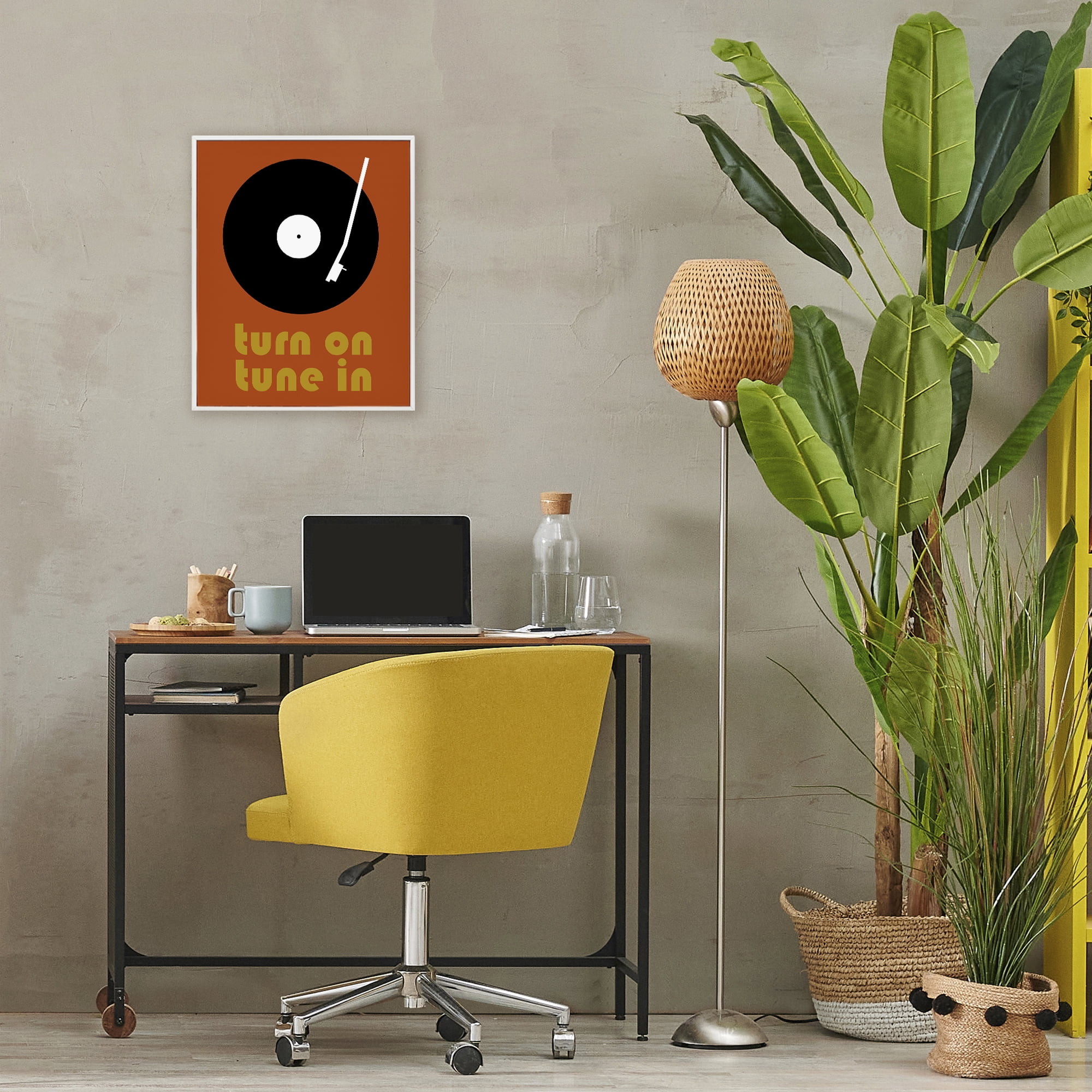 Stupell Industries Turn On Tune In White Framed Giclee Art, design by Tom Quartermaine