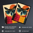 thumbnail image 2 of Artery8 Owl Bird Shades Sunglasses Fun Colourful Painting For Living Room Extra Large XL Wall Art Poster Print, 2 of 5