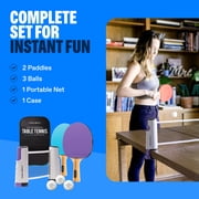 PRO SPIN All-In-One Ping Pong Set - Retractable Ping Pong Net for Any Table (72), High-Quality Ping Pong Paddles and Balls, Storage Case - Portable Table Tennis Gifts for Boys & Girls (2-Player Set)