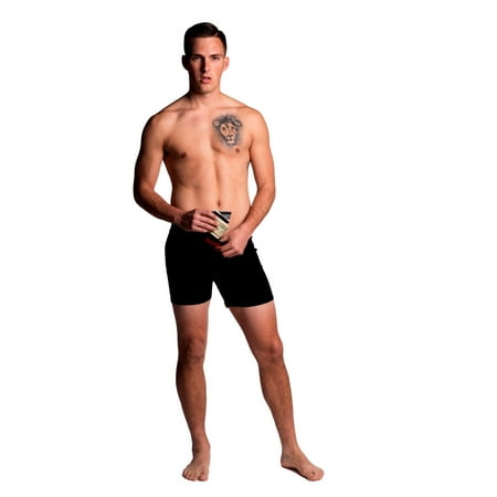 Large Black with Red Logo on Waistband Stashitware Men's Secret Pocket Underwear, Boxer Brief, 100% Cotton
