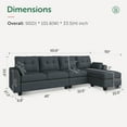 thumbnail image 4 of HONBAY Convertible Sectional Sofa Couch L-Shape Couch with Reversible Chaise 4 seat Sofa for Apartment Bluish Grey, 4 of 8