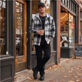 thumbnail image 7 of Fabrcox Men's Hooded Plaid Shacket Long Sleeve Button Down Checkered Shirt Jacket with Chest Pockets Lightweight Casual Fall Outerwear Gray XXL, 7 of 7
