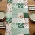 thumbnail image 5 of Table Runners 70 Inches Long Dress Scarves, Boho Spring Floral Farmhouse Coffee/Dining/Kitchen Table Decor, Holiday Table Runner, Retro Flowers Plants Patchwork Grid Green 13x70 Inch, 5 of 9