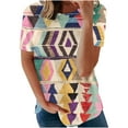 thumbnail image 1 of Samickarr Summer Savings Clearance Plus Size Summer Tops For Women Tops Dressy Casual Tunic Tops To Wear With Leggings Women's Comfortable Casual Round Neck Short Sleeve Print Top Blouse, 1 of 5