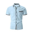 thumbnail image 7 of Summer Fashion Plus Size Tops for Men Casual Button Cardigan Pocket Short Sleeve Turndown Collar Blouse Shirt, 7 of 7