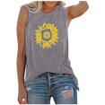 thumbnail image 2 of ICHUANYI Clearance Womens Tank Tops Casual Loose Fit Plus Size Sunflower Printed Tee(Gray, L) ICHUANYI WER2023081504093, 2 of 6
