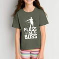 thumbnail image 6 of Floss Like A Boss - Back Pack Kid Flossin Dance Funny Emote Youth T Shirt - Small - Military Green, 6 of 6