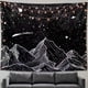 thumbnail image 1 of Tapiz de luna de montaña para colgar en la pared, estrellas, blanco y negro, decoración del hogar (50 x 60 pulgadas) ER, 1 of 5