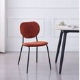 thumbnail image 3 of Set of 2 Metal and Terracotta Fabric Dining Chairs Modern Design Style Dining Room, 3 of 10