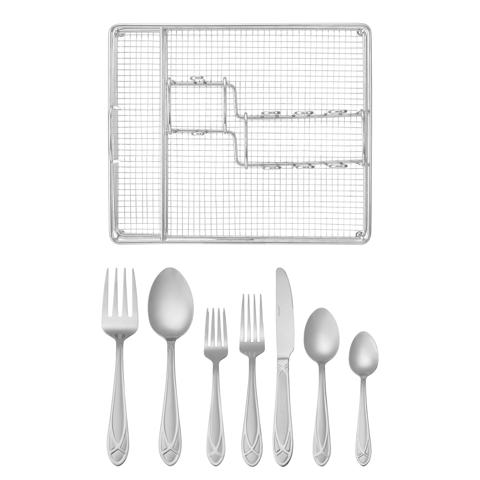 Pfaltzgraff Mirage Frost  18.0 Stainless Steel 42-Piece Flatware Set with Caddy