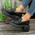 thumbnail image 4 of NOKIO Black Platform Chunky Loafers for Women Mary Jane Loafers Slip On Classic Penny Loafers for Women Lug Sole Casual Shoes 2024 Womens Slip on Fashion Work Dress Loafers, 4 of 9