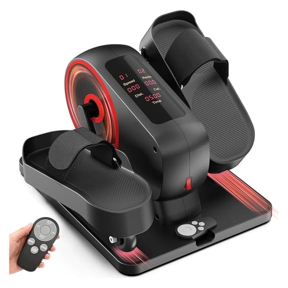 Under Desk Elliptical Exercise Machine,Electric Ellipse Leg Exerciser , 12 Speeds Foot Exerciser While Sitting for Seniors, Portable Seated Pedal Exerciser 100% Pre-Assembled for Home